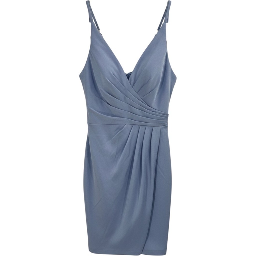 Faviana Periwinkle Blue Pleated V-Neck Homecoming Mini Cocktail Dress Sz 2